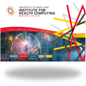 Photo of the front of the Institute for Health Computing brochure cover.